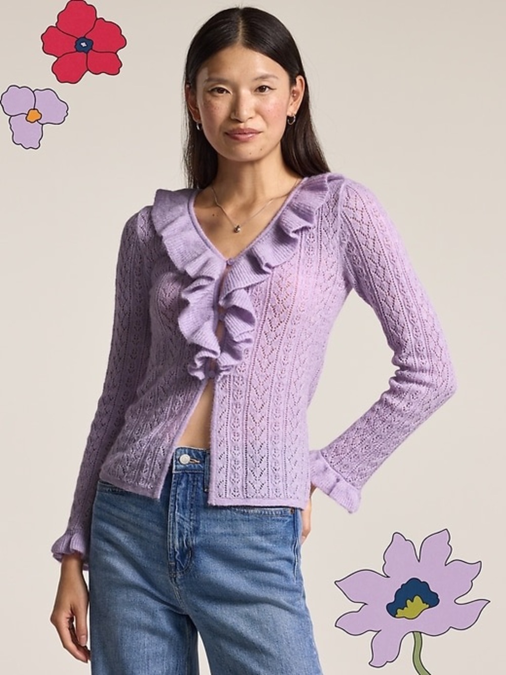Old Navy x Anna Sui Ruffle Cardigan Sweater